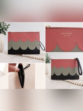 Kate Spade New York Scallop
Colorblock Leather Wristlet Clutch, nwot